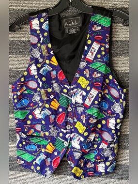 Vintage 90’s Nicole Miller Tennis Motif 100% Silk Vest Women’s Medium EUC
